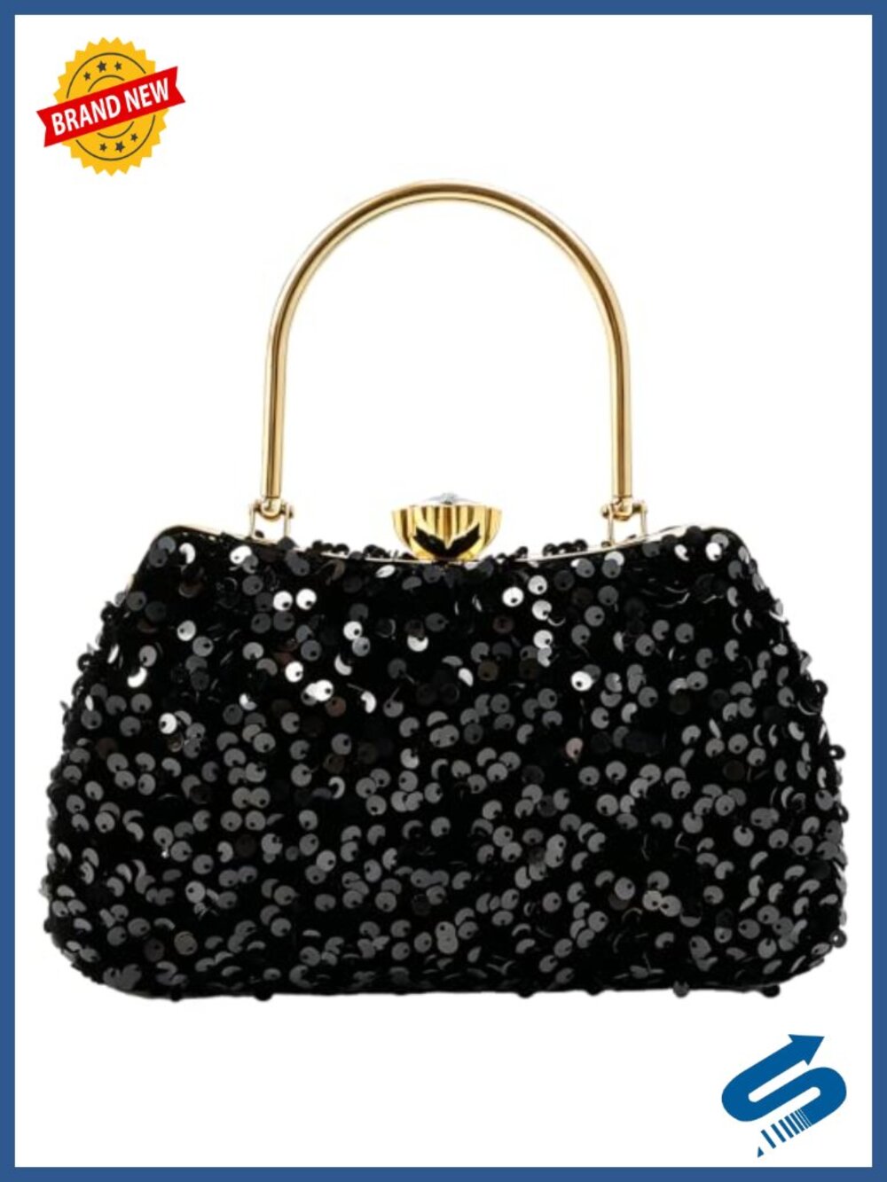 Glitter Sequin Clutch Bling Tinsel Evening Bag with Chain Strap